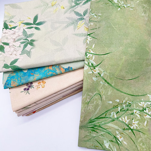 加密棉麻布料桌布布艺田园碎花