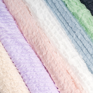 雪纺布料褶皱纱裙料服装面料裙布内衬里里衬布头裙摆黑色白色纱布