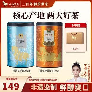 八马茶业 大圆罐系列清香安溪铁观音+金骏眉红茶自饮双罐装共500g