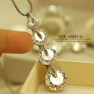 K35时尚渐大流苏合成水晶长款毛衣链韩国饰品可爱新款项链长款女