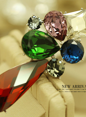 XZ628彩异形奥地利合成水晶胸针女高档气质胸花别针西装配饰潮新