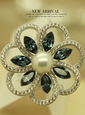 XZ564蓝芯花奥地利合成水晶胸针女高档气质胸花别针西装配饰潮新