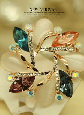 XZ41彩色方形奥地利合成水晶胸针女高档气质胸花别针西装配饰潮新