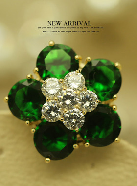 LZ175绿色花朵磁吸合成防走光韩国领针女领扣衬衫夹胸花收领口