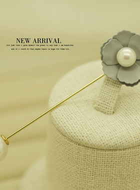 CZ135灰色喷漆花水晶一字胸针女简胸花插针开衫别针围巾扣胸针