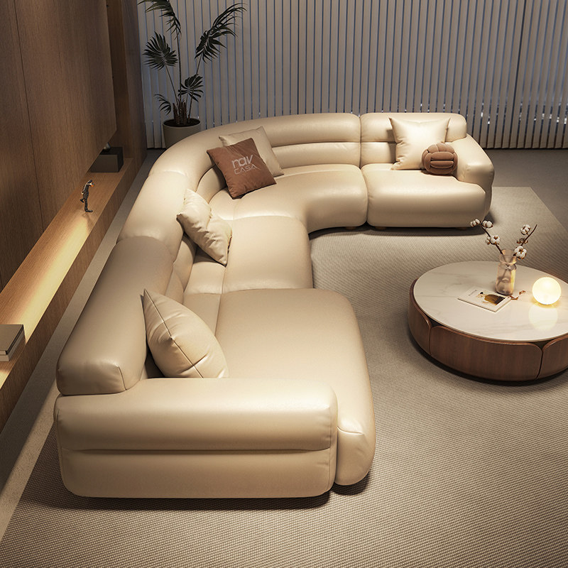 纳威大户型u型真皮沙发意式极简客厅家用高档头层牛皮2025年新款
