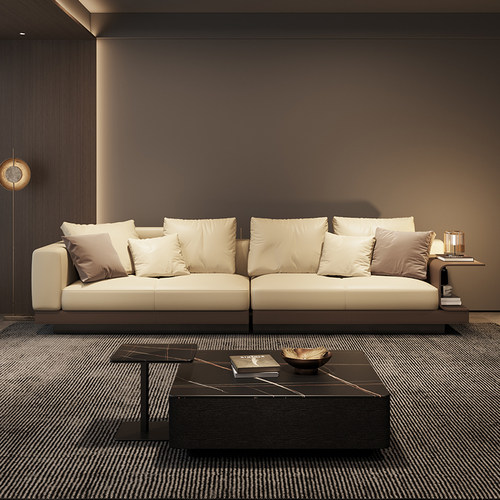 纳威意式极简康纳利直排真皮沙发
