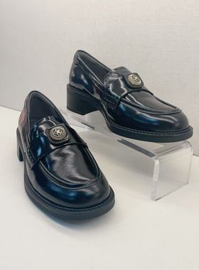 KISSCAT接吻猫黑色乐福鞋2025秋乐福鞋女KA65521-50/K75521A-50