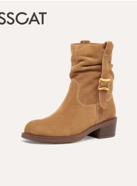 KISSCAT接吻猫西部牛仔靴25新短靴显瘦美拉德堆堆靴女KA65726-51