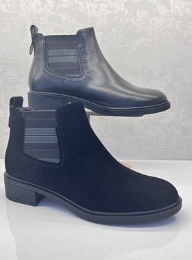 现货KISSCAT接吻猫2022冬季专柜正品粗跟切尔西女短靴KA32519-10