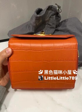 国现AlexanderMcqueen麦昆经典box19cm鳄鱼纹桔色盒子包双链条包