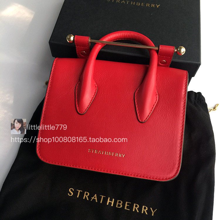 英国代购 Strathberry mc nano mini 手工金属杆牛皮斜挎包