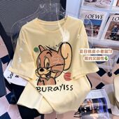 100%纯棉女童夏装 上衣服 半袖 短袖 t恤中大童洋气小众甜美宽松薄款