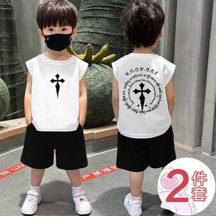 男童夏装背心套装儿童短裤酷男孩时髦帅气无袖中小童宝宝两件套潮