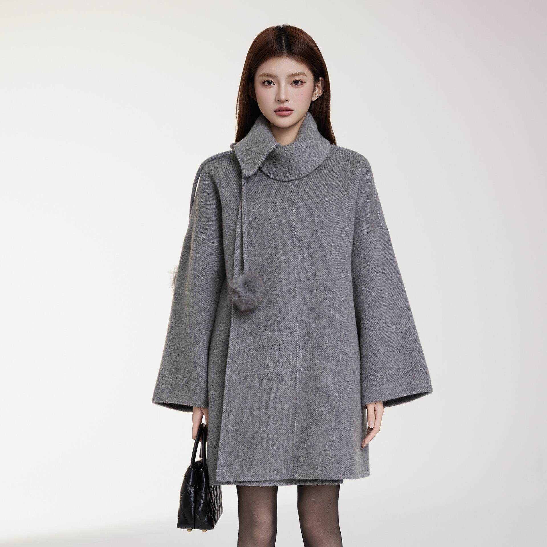 OTEBANBASS 24SS毛球双面羊毛大衣女宽松纯色上衣,女装/女士精品,毛呢外套,淘宝优惠券,粉丝福利购,淘宝优惠卷