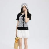 OTEBANBASS 25SS蕾丝T恤头巾三件套女短袖 上衣