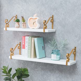 斯堪的纳维亚实木一字隔断墙储物架壁挂式书架客厅卧室墙壁层压板