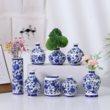 小口青花瓷新中式仿古迷你陶瓷小花瓶水培花器工艺品居家桌面摆件