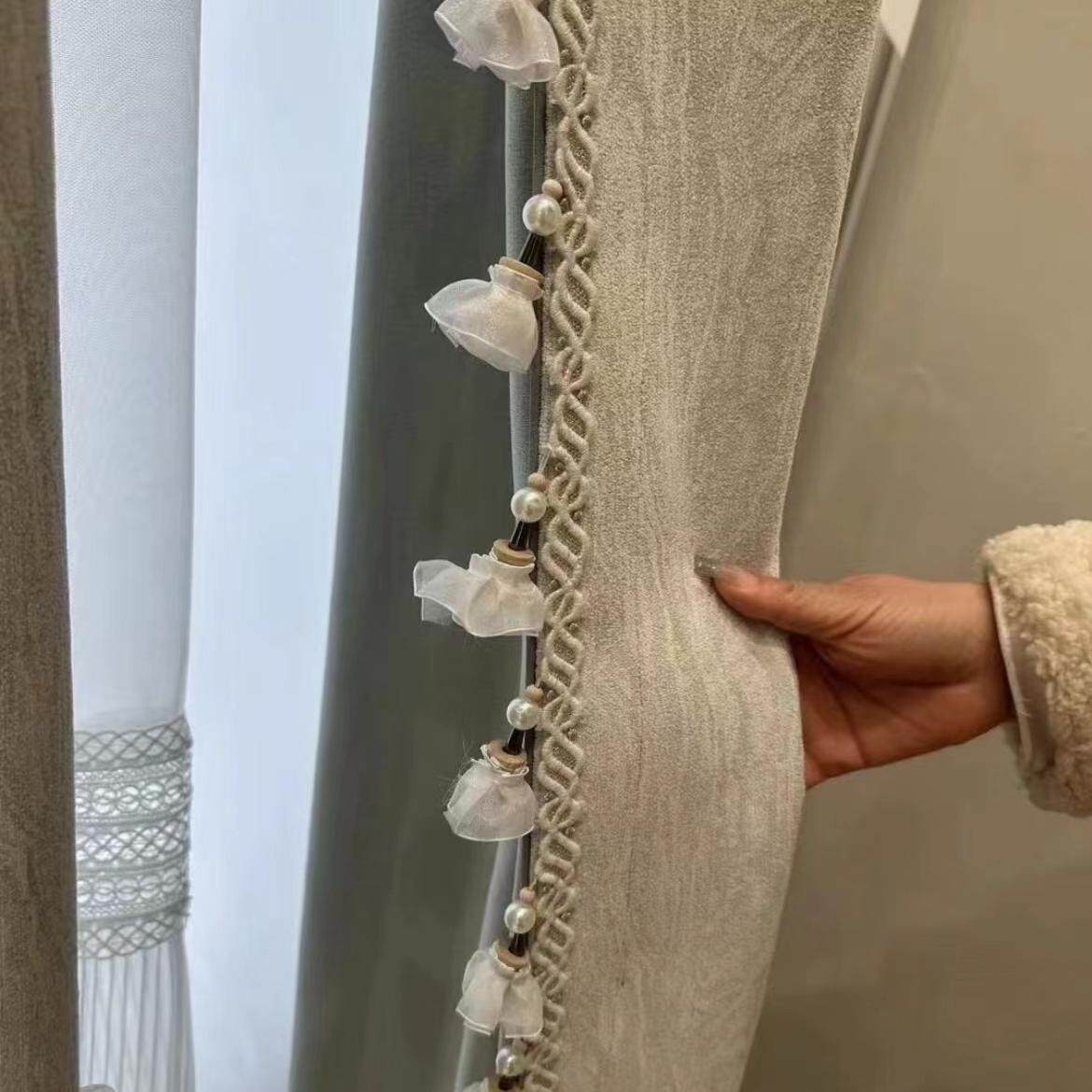 奥薇花边网红小红书推荐窗帘原木蕾丝透明立边一部装饰立边