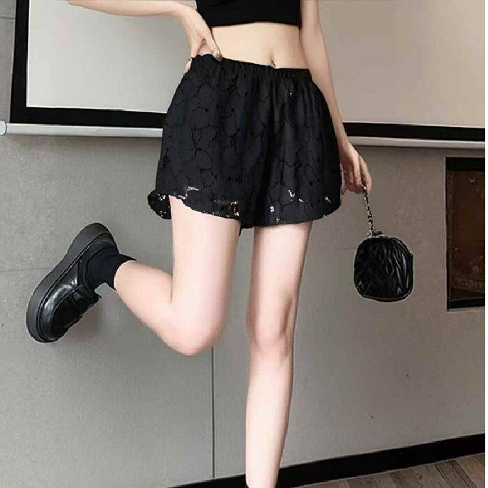 韩系甜美小心机蕾丝设计感双层打底裤女2025夏新款外穿休闲安全裤