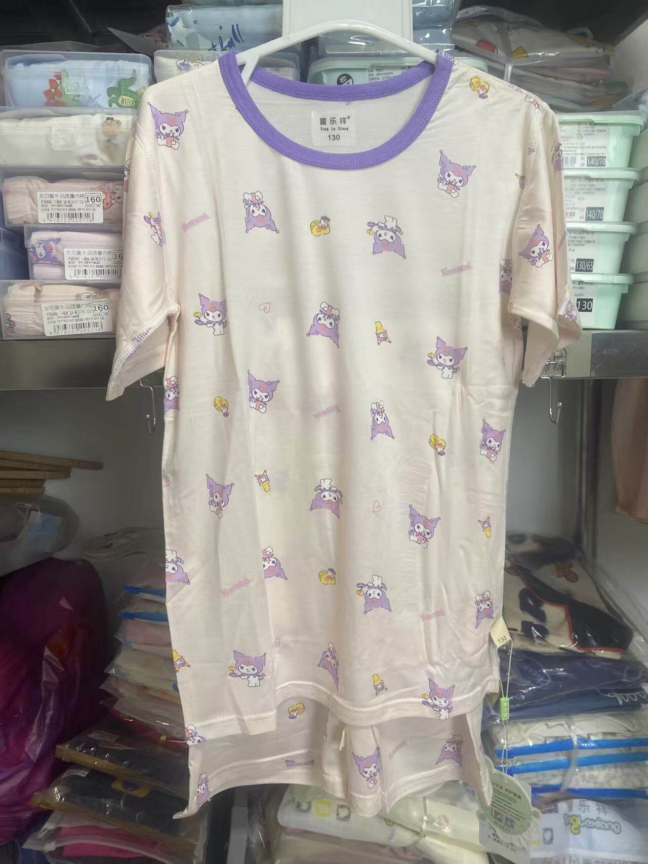 新款女童中童爆款莫代尔短袖短裤家居服套装
