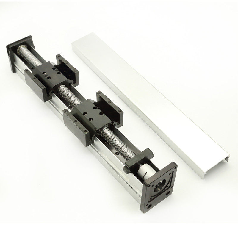 密封防尘滚珠丝杆滑台精密直线单线轨正反牙双向对开自手动工作台