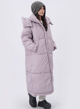 2025年新款冬季香芋紫棉服女加厚连帽保暖长款显瘦宽松面包服外套