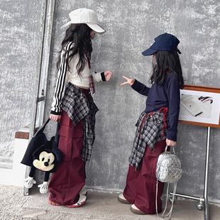 女童春秋款套装2025新款中大童初中生洋气时髦儿童卫衣工装裤秋装