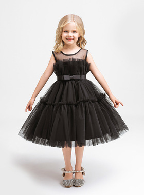 万圣节连衣裙外贸童装欧美儿童演出表演黑色网纱tutu裙女童公主裙