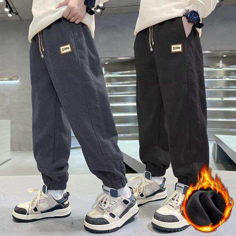 男童打底裤新款上市高腰韩版加绒童裤儿童男孩裤秋冬潮牌休闲卫裤