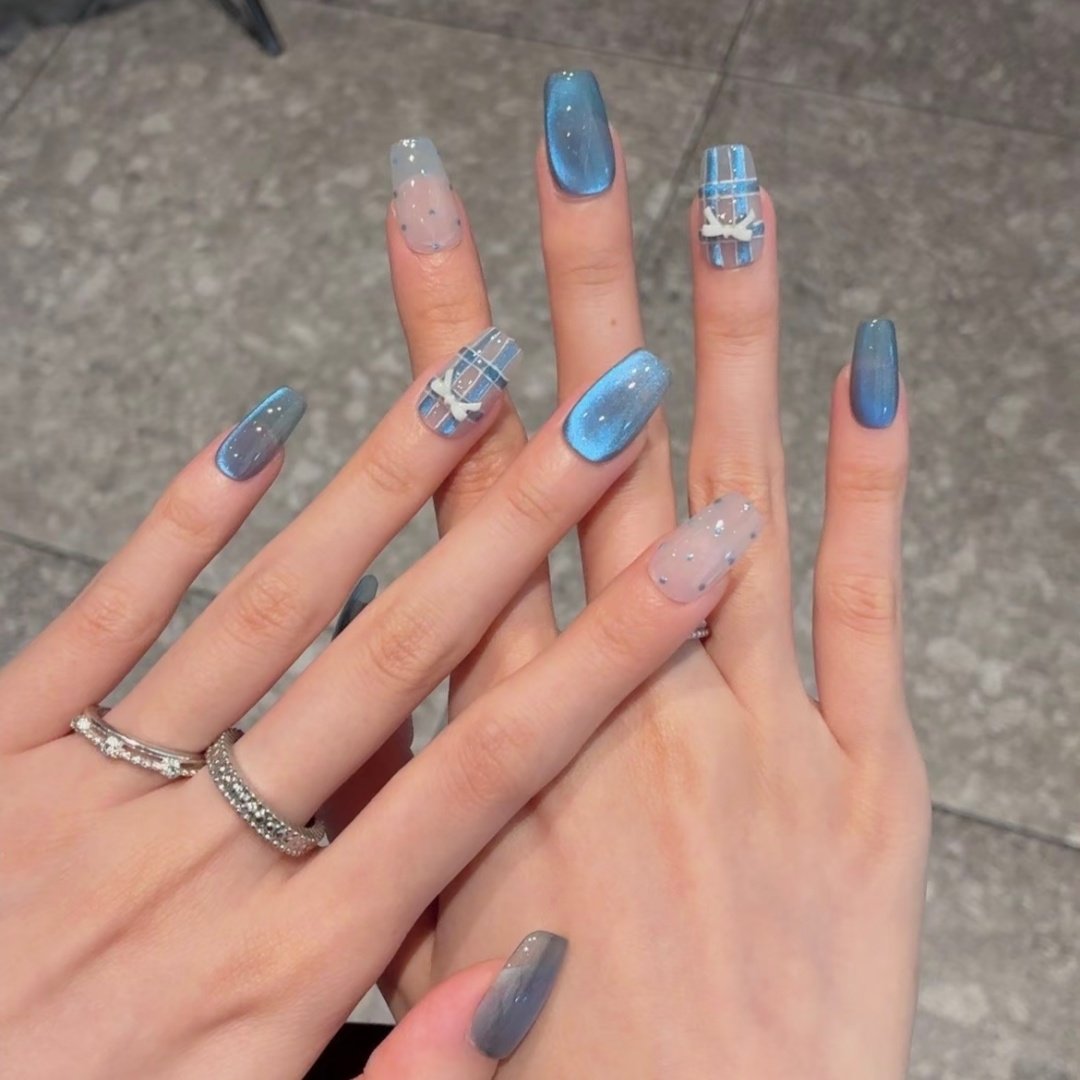 手工定制成品假指甲光疗穿戴甲氛围感蓝色的海孕妇新娘显白可拆卸,彩妆/香水/美妆工具,穿戴甲/甲片,淘宝优惠券,粉丝福利购,淘宝优惠卷