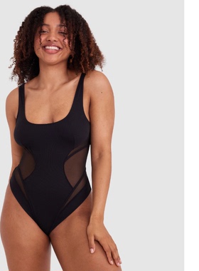 bras~黑色弹力网纱性感连体衣裆部有搭扣舒适性感好穿