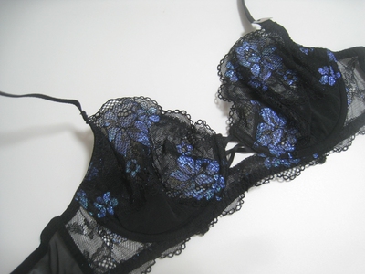 黑色蕾丝超薄有钢圈文胸内衣