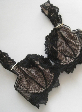 欧美单PS~黑色好品质蕾丝有钢圈薄款文胸内衣内搭胸衣70DDG85G