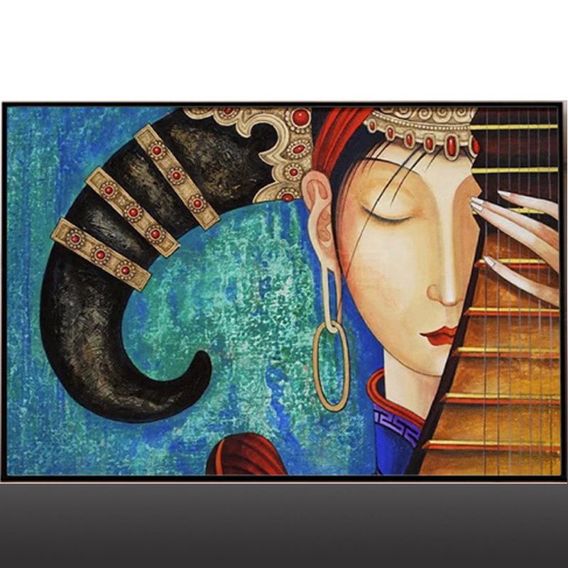 蒙古族钻石画diy新款新疆回族民族风美女琵琶点贴镶钻十字绣客厅
