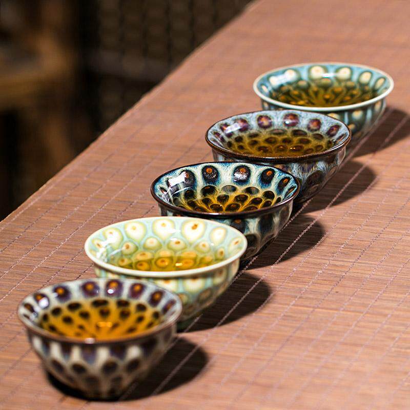 窑变天目釉建盏主人杯曜变七彩孔雀盏陶瓷大号茶碗品茗杯功夫茶杯