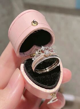 公主同款城堡烟花皇冠戒指女ins二合一组合对戒小众网红多戴指环