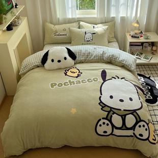 加厚牛奶绒可爱卡通风法兰绒面单人床品冬季学生珊瑚绒三四件套