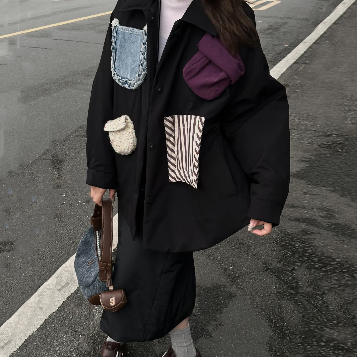 设计师买手店小众个性高级感趣味口袋轻薄保暖外套宽松夹克女韩版