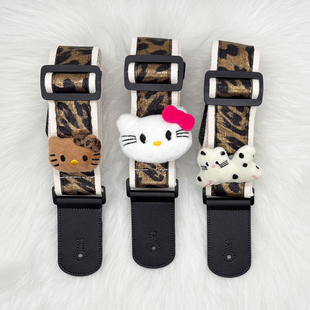 豹纹可爱吉他背带肩带 日系背带二次元尤克里里贝斯电吉他背带