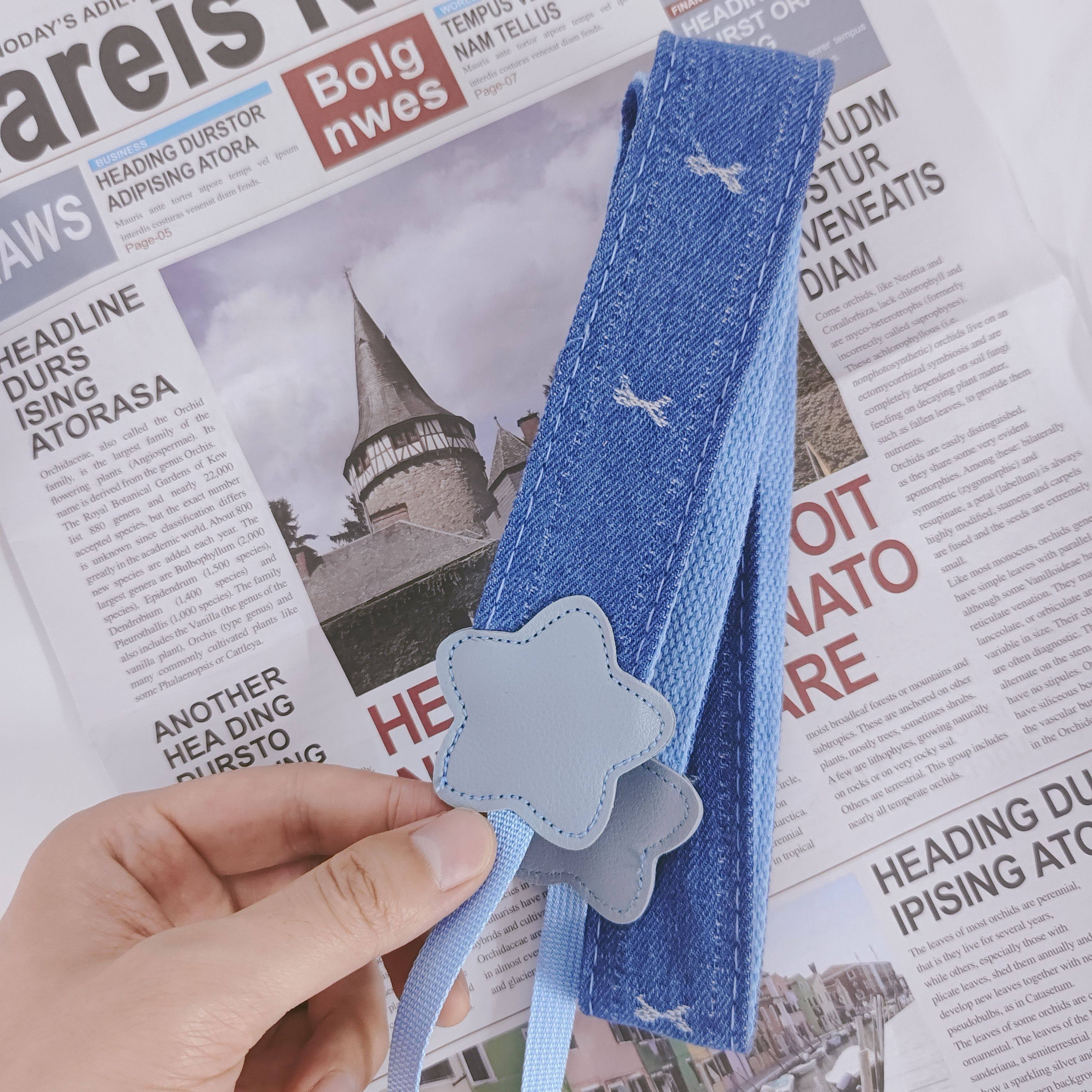 个性牛仔蝴蝶结星星单反拍立得相机背带肩带斜跨挂绳