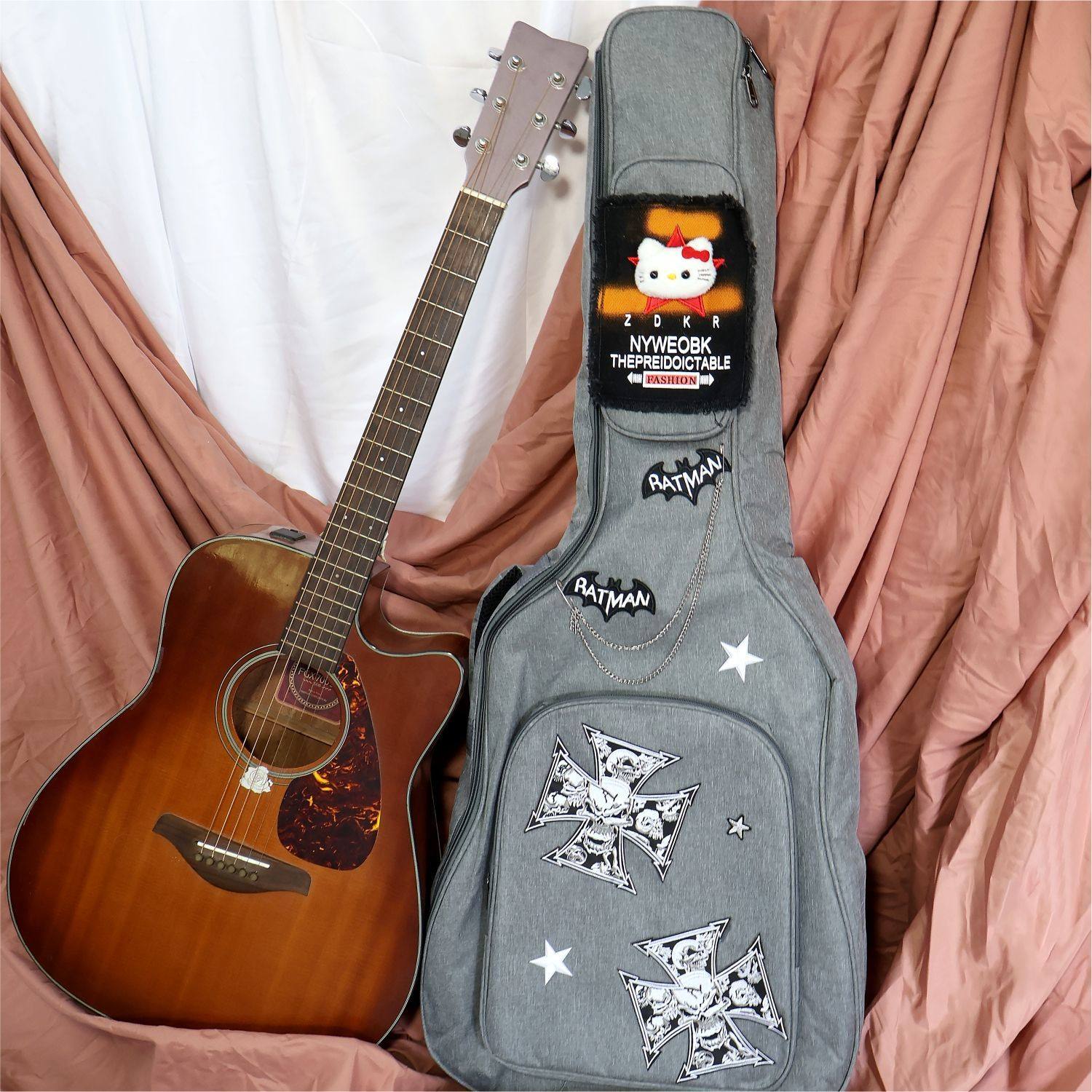 原创亚文化加厚双肩吉他包可爱民谣木吉他背包电吉他背包贝斯琴包