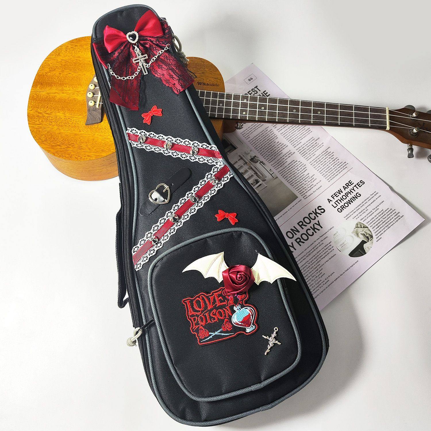 原创尤克里里包琴包加厚单肩尤克里里琴包蕾丝蝴蝶结23寸21寸26寸