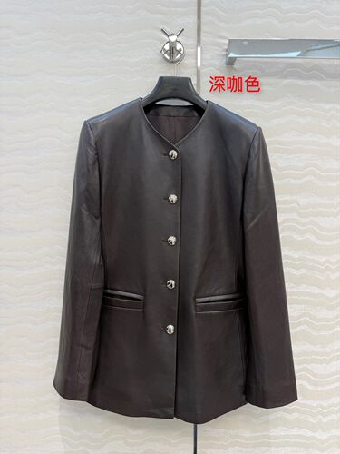 KH小蛮腰金属扣中长款夹克皮衣 新西兰100绵羊皮 收腰设计巨显瘦