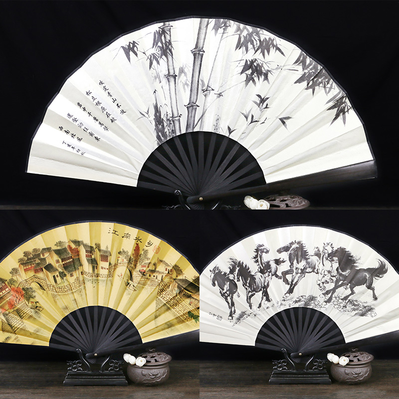 140-中国风10寸3把折扇组合复古扇子日用随身携带夏天男士舞蹈扇