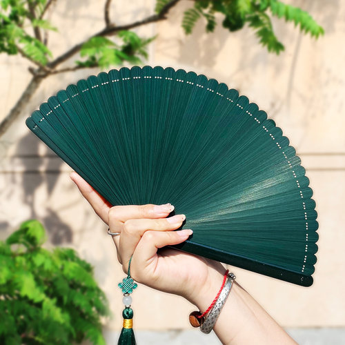 小胖扇中国风全竹扇子女士折扇古风便携好开合汉服舞蹈扇礼品扇