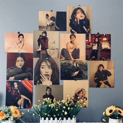 13张IU李知恩小海报女明星周边宿舍卧室墙面装饰画拍照背景墙贴
