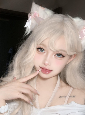 蓝色猫耳朵头饰女甜美Lolita漫展女仆发夹cos毛绒猫娘兽耳发饰卡-