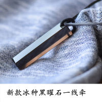 Men's trendy original obsidian pendant necklace, women's simple and individual pendant, natural crystal gift, student couple accessories thumbnail 3