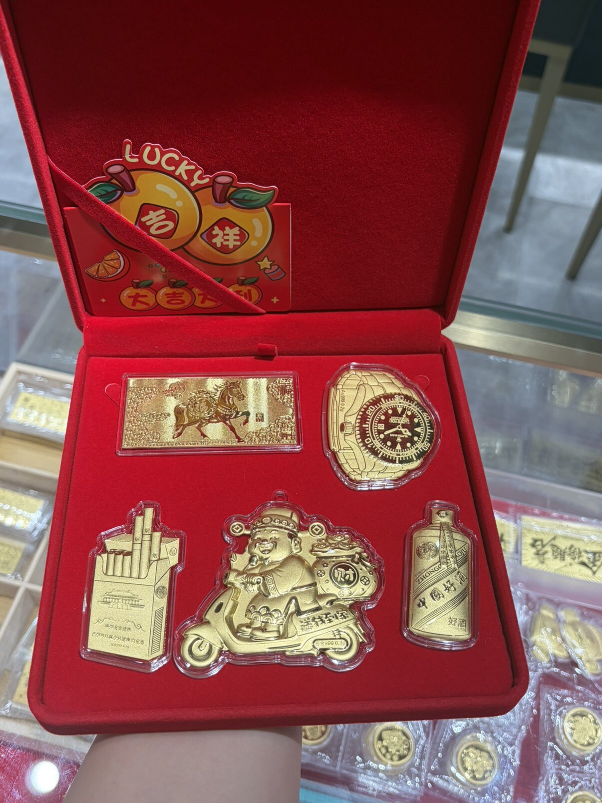 足金999父亲节摆件套盒1.4g黄金手表黄金烟酒生日礼物送男朋友